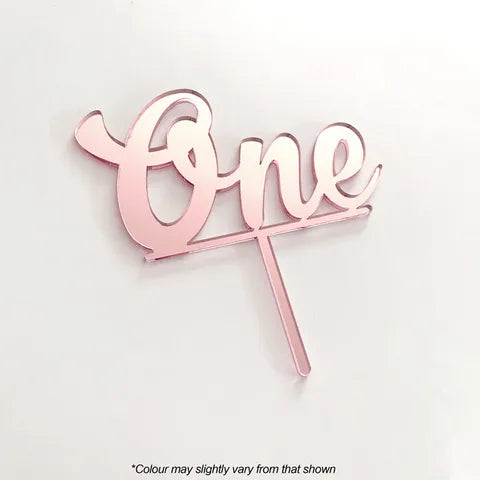 Acrylic Cake Topper - One - Rose Gold Mirror.