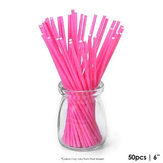 50PK 6" Lollypop Sticks - Pink.