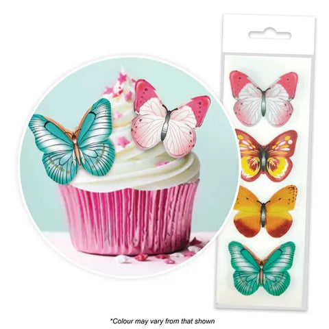 16 Edible Wafer Cupcake  - Mixed Butterfly