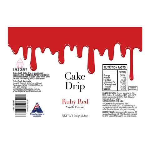 Cake Craft Chocolate Drip 250g - Ruby Red