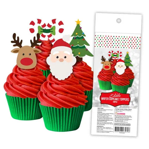 16 Edible Wafer Cupcake - Christmas.