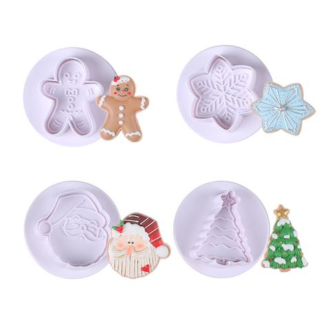 4PC White Christmas Plunger Cutter Set