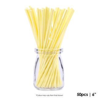 50PK 6" Lollypop Sticks - Yellow.