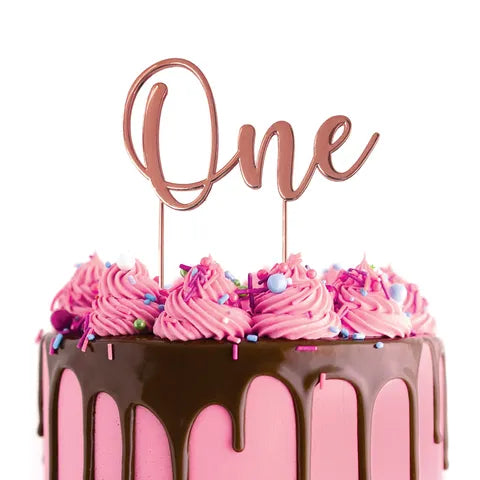 CAKE CRAFT | METAL TOPPER | ONE | ROSE GOLD.