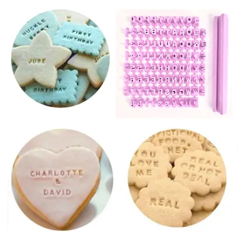 Cake Craft Alphabet and Number Cookie Press Embosser Set.