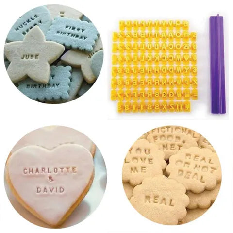 Cake Craft Alphabet and Number Cookie Press Embosser Set.