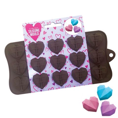 Silicone Mould - 15PC Geo Hearts