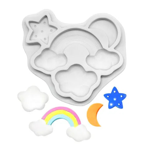Silicone Mould - Rainbow / Clouds / Moon / Star - S347.