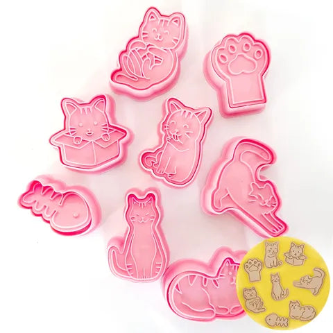 Cake craft Cats Cookie Cutters - 8 Piece Set.