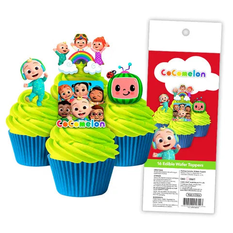 16 Edible Wafer Cupcake  - Coco Melon