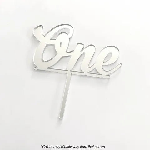 Acrylic Cake Topper - One - Silver Mirror.