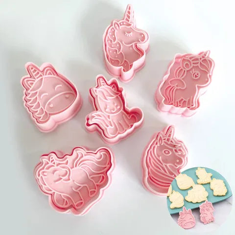 3D Unicorn Cookie Cutters - 6 Piece Set
