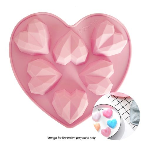 Silicone Mould - 6PC 3D Geo Heart.