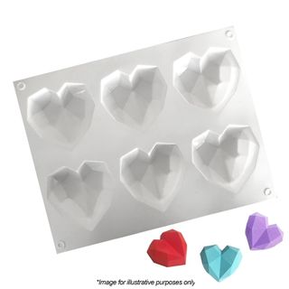 Silicone Mould - 6PC Geo Hearts - S296.