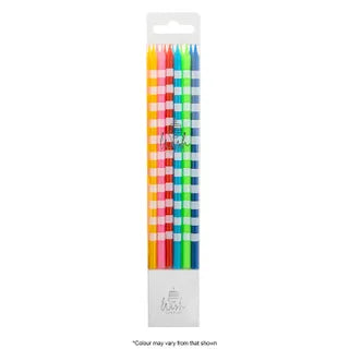 Wish 12PK Tall Candle with Stripes - Bright.