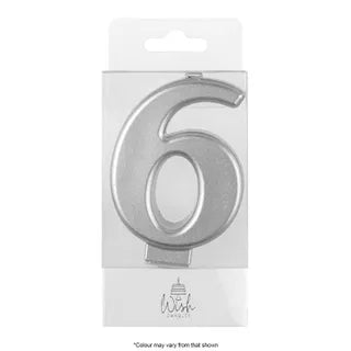 Wish Silver Number Candle - 6