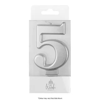 Wish Silver Number Candle - 5