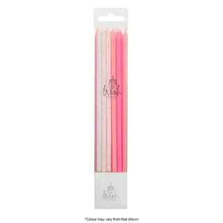 Wish 12PK Tall Glitter Candle - Pink.