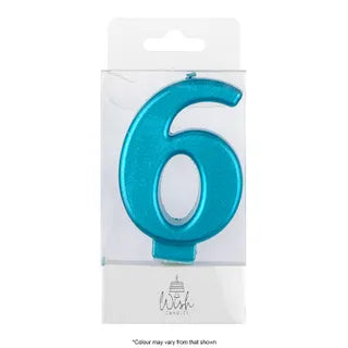 Wish Blue Number Candle - 6
