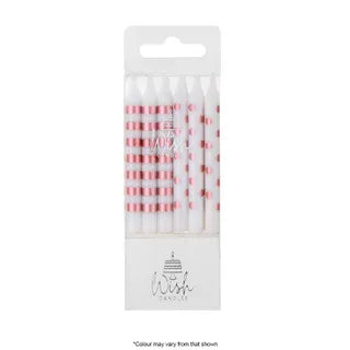 Wish 12PK Dots and Stripes Candles - Rose Gold.