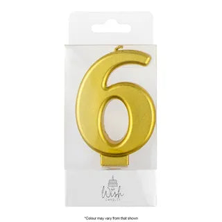 Wish Gold Number Candle - 6