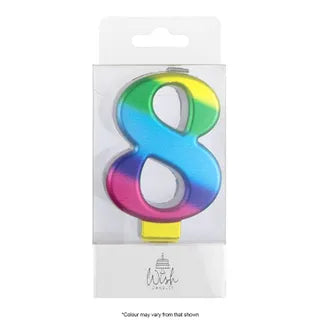 Wish Rainbow Gold Number Candle - 8