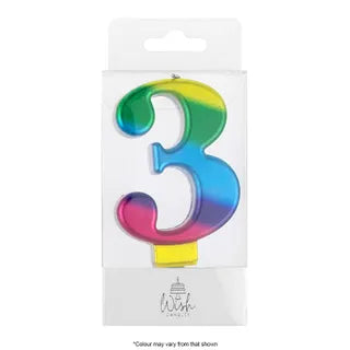 Wish Rainbow Gold Number Candle - 3