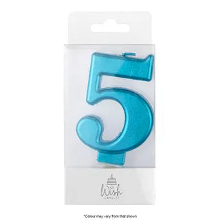 Wish Blue Number Candle - 5