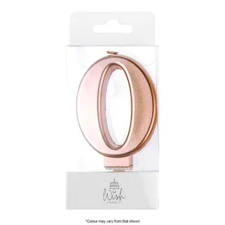 Wish Rose Gold Number Candle - 0