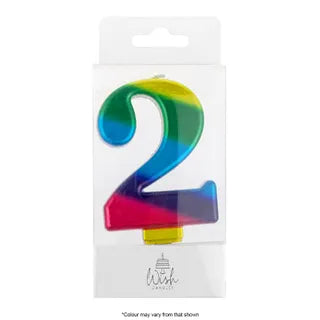 Wish Rainbow Gold Number Candle - 2
