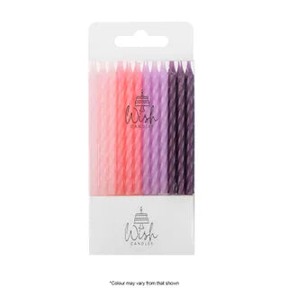 Wish 24PK Spiral Candles - Pink to Purple.