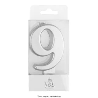 Wish Silver Number Candle - 9