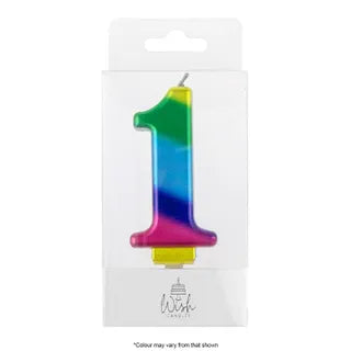 Wish Rainbow Gold Number Candle - 1