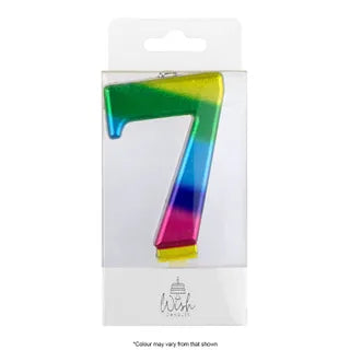 Wish Rainbow Gold Number Candle - 7