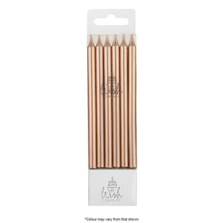 Wish 12PK Tall Line Candle - Metallic Rose Gold.