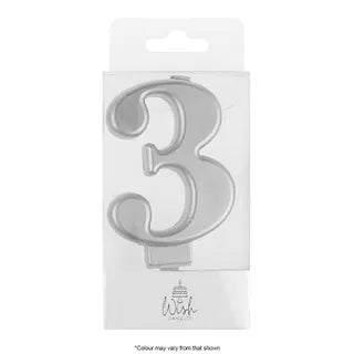 Wish Silver Number Candle - 3