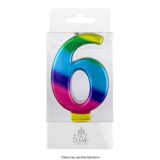 Wish Rainbow Gold Number Candle - 6