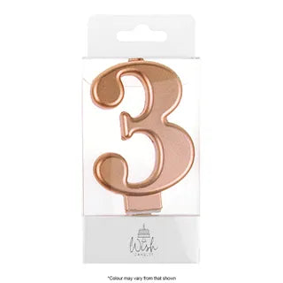 Wish Rose Gold Number Candle - 3