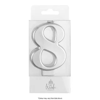 Wish Silver Number Candle - 8