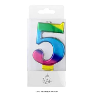 Wish Rainbow Gold Number Candle - 5