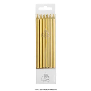 Wish 12PK Tall Line Candle - Metallic Gold.