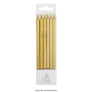 Wish 12PK Tall Line Candle - Metallic Gold