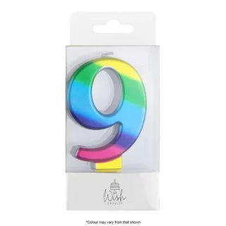 Wish Rainbow Gold Number Candle - 9