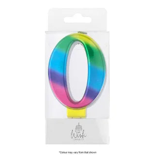 Wish Rainbow Gold Number Candle - 0