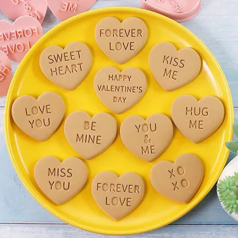 Cake Craft - Love Heart Message Cookie Cutters - 11PC.