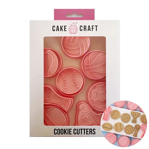 Cake Craft Sport Cookie Cutters - 8 Piece Set.