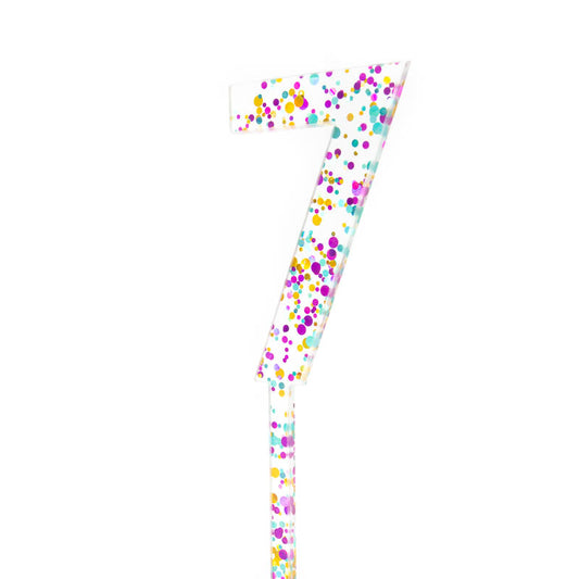 Rainbow Glitter Acrylic Cake Topper - Number 7