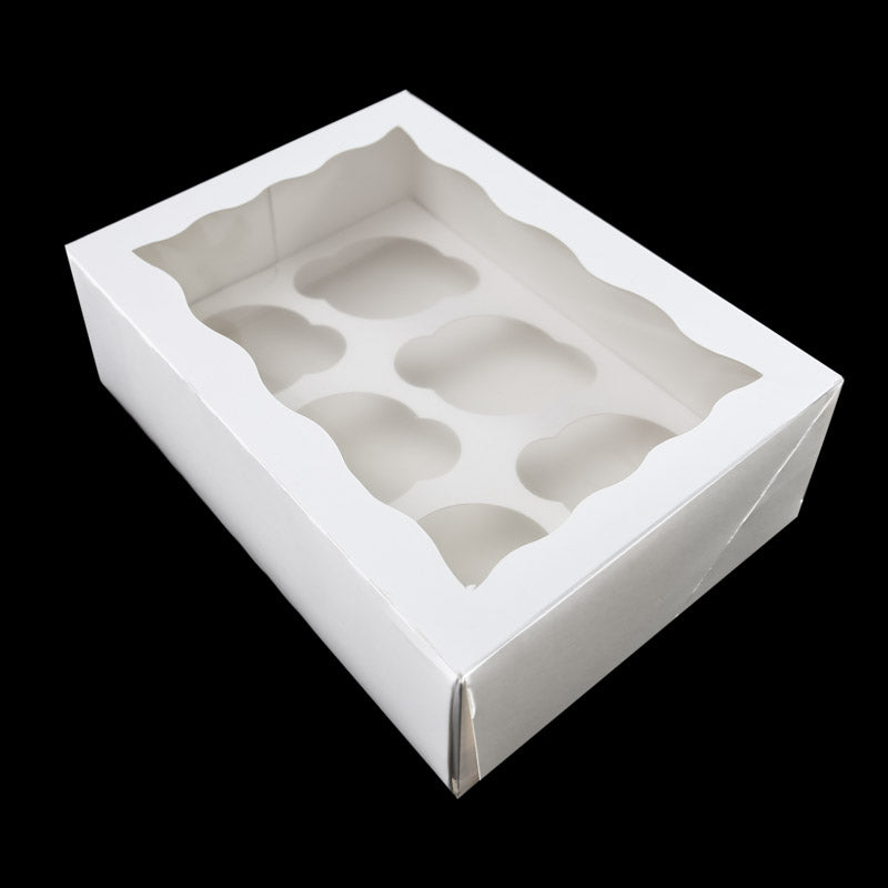 3" High Window Cupcake Box - 6 Hole