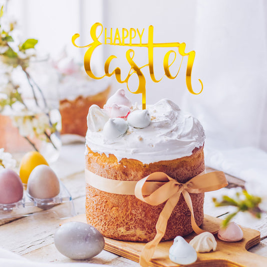 Happy Easter Cake Topper - Gold