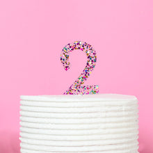 Rainbow Glitter Acrylic Cake Topper - Number 2